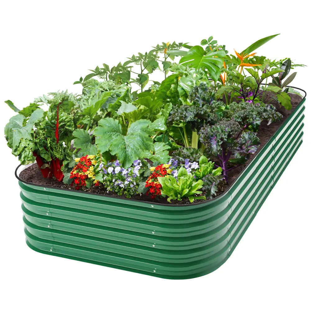 4x8 galvanized raised garden bed moss green-Vegega