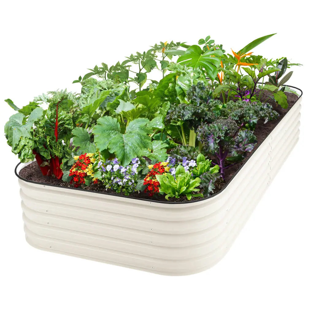 raised garden bed kit white 8x4-Vegega