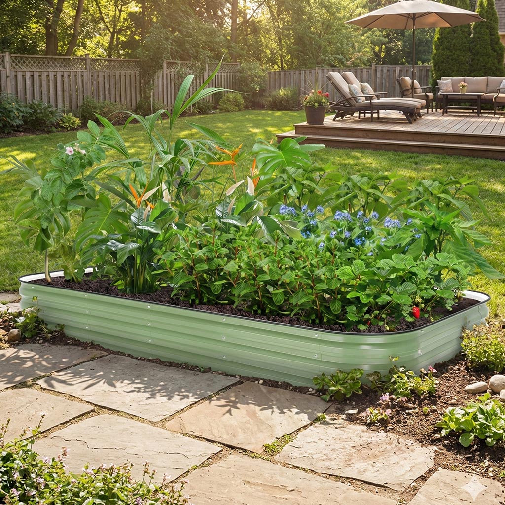 8x4 Galvanized Raised Flower Bed-VEGEGA