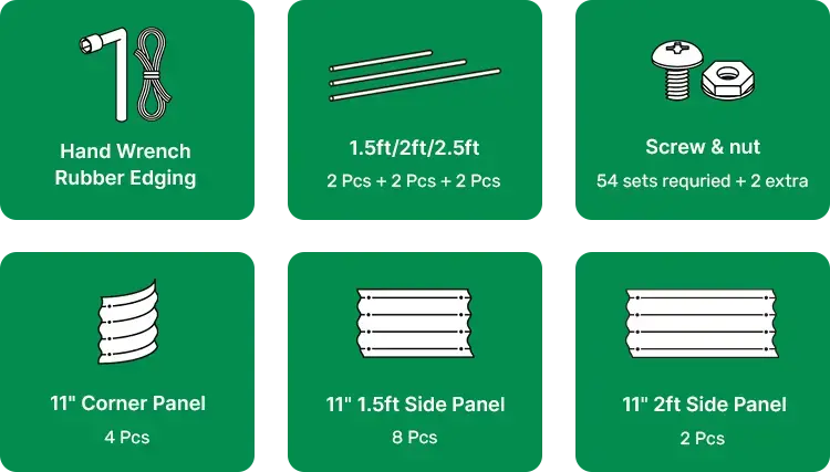 package list of 8x4 galvanized raised flower bed-Vegega