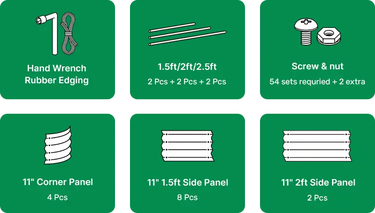 package list of 8x4 galvanized raised flower bed-Vegega