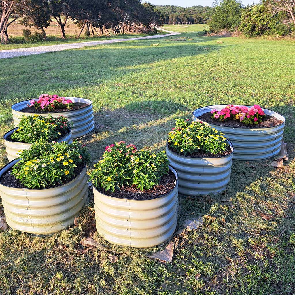 17'' Tall 24'' Round Metal Raised Garden Beds Twin Pack【Upgrade 2.0】
