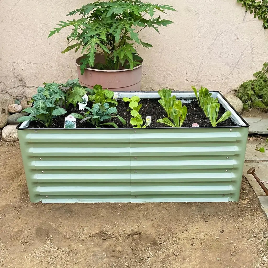 17-inch tall 3.5x2 ft rectangle metal raised beds-VEGEGA