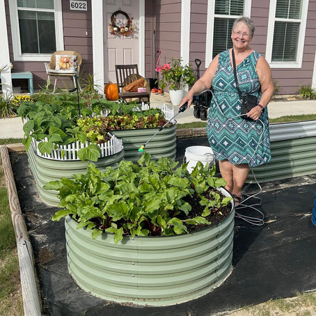 metal raised garden bed round -Vegega