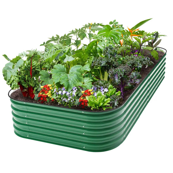 4x8 galvanized raised garden bed moss green-Vegega