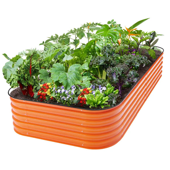 4x8 galvanized steel raised garden bed orange-Vegega