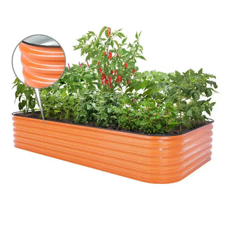 4x8 galvanized steel raised garden bed orange-Vegega