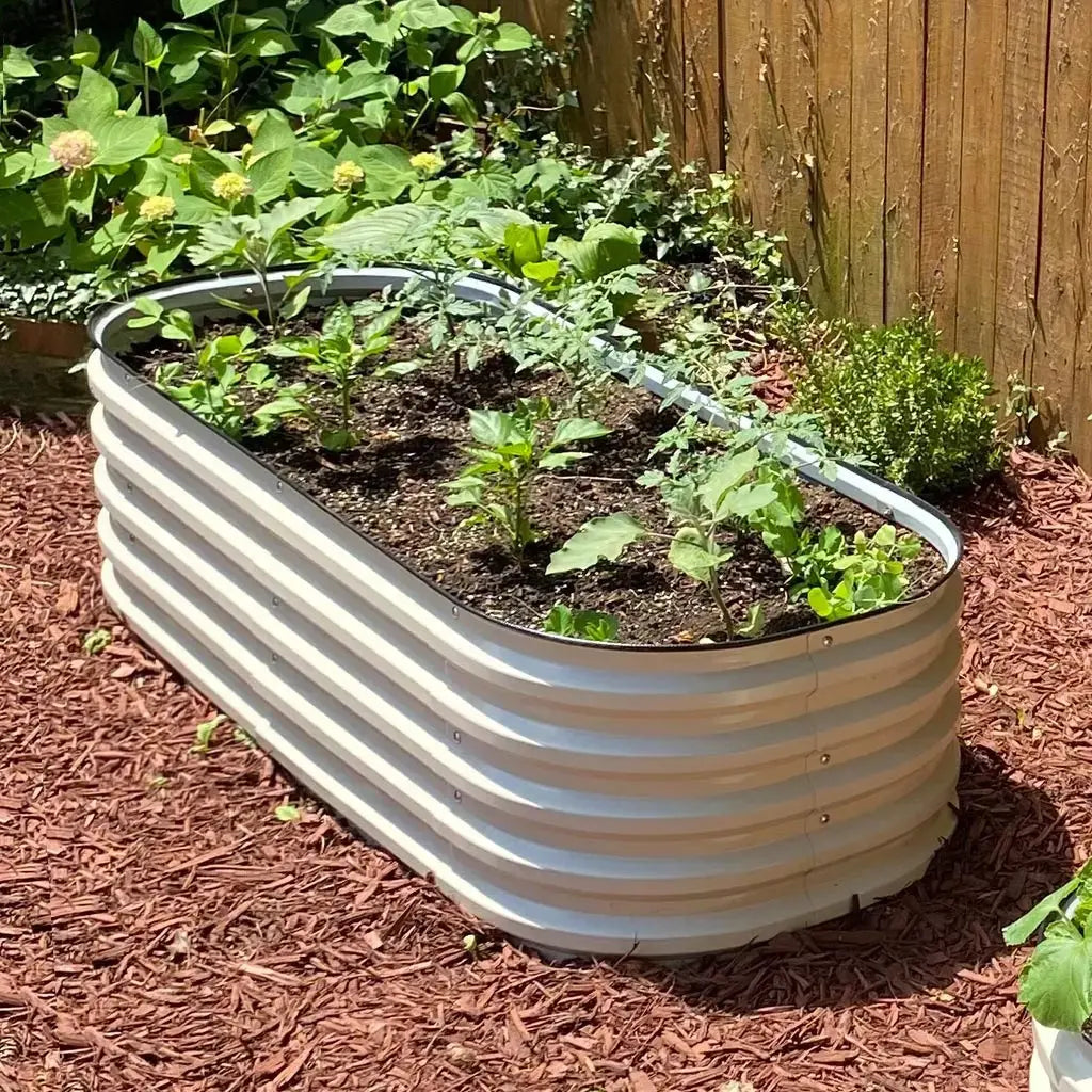two corrugated metal raised beds-Vegega