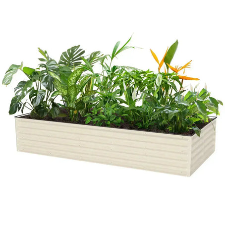 8x4 aluminum raised garden bed white-VEGEGA