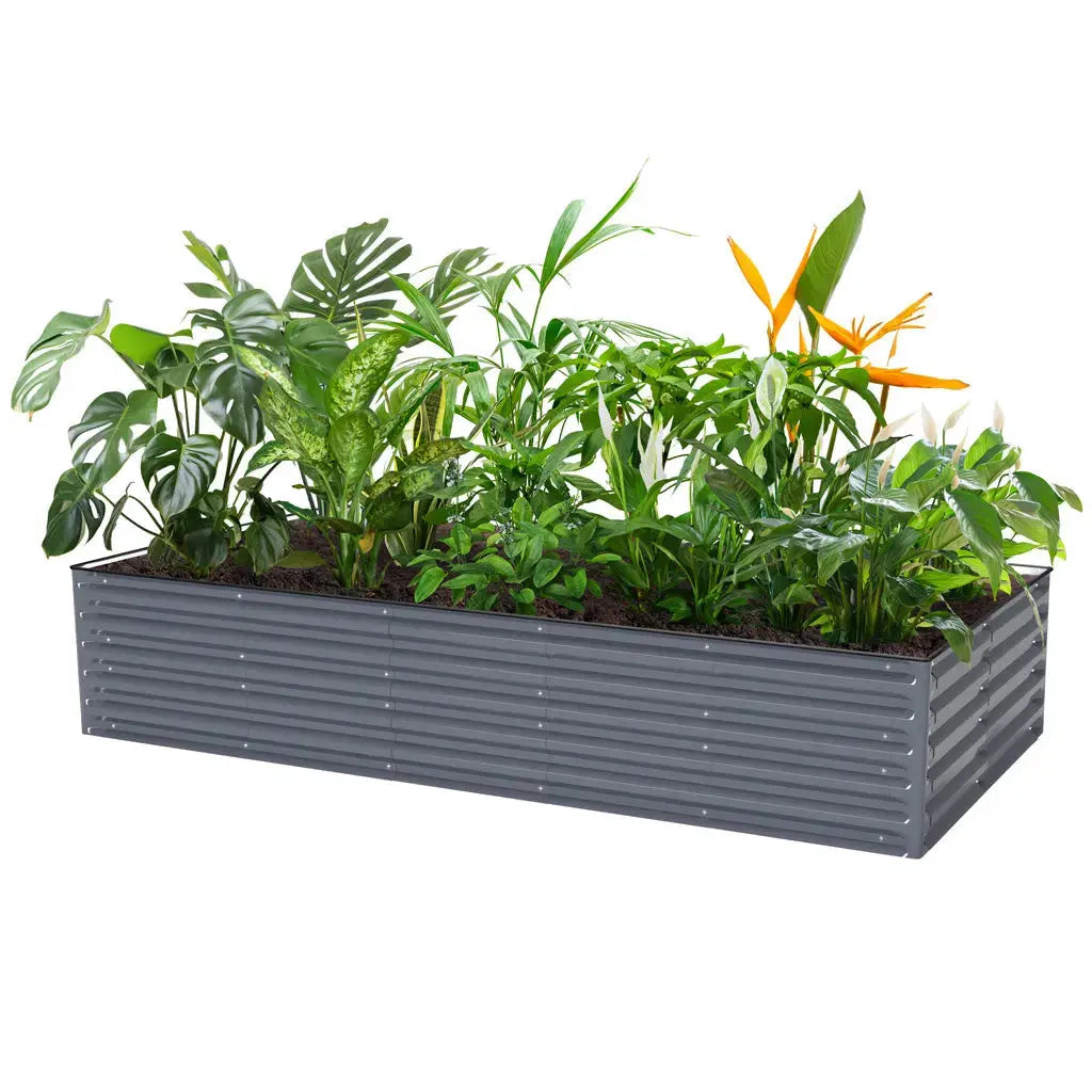8x4 aluminum raised garden bed gray-VEGEGA