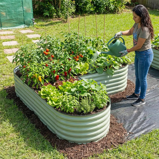 heart-shaped metal raised garden beds-Vegega