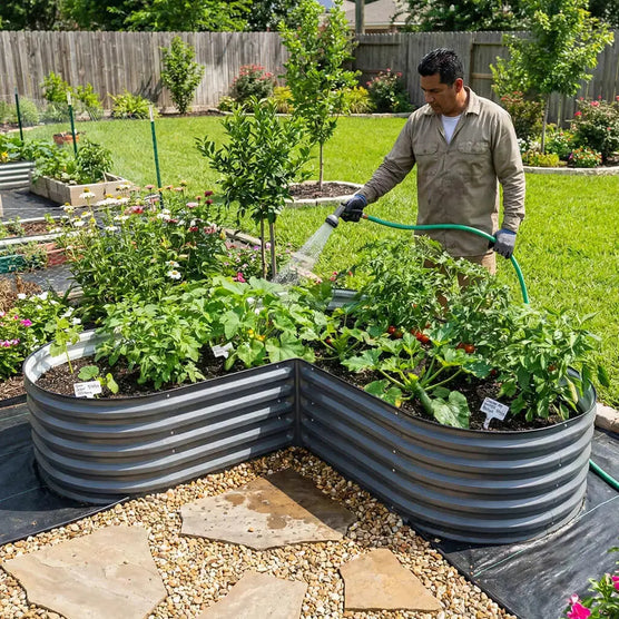 heart-shaped metal raised garden beds-Vegega