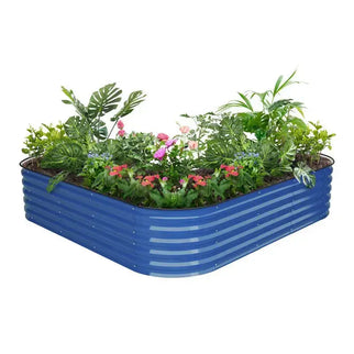 L Shaped Raised Garden Bed deep blue