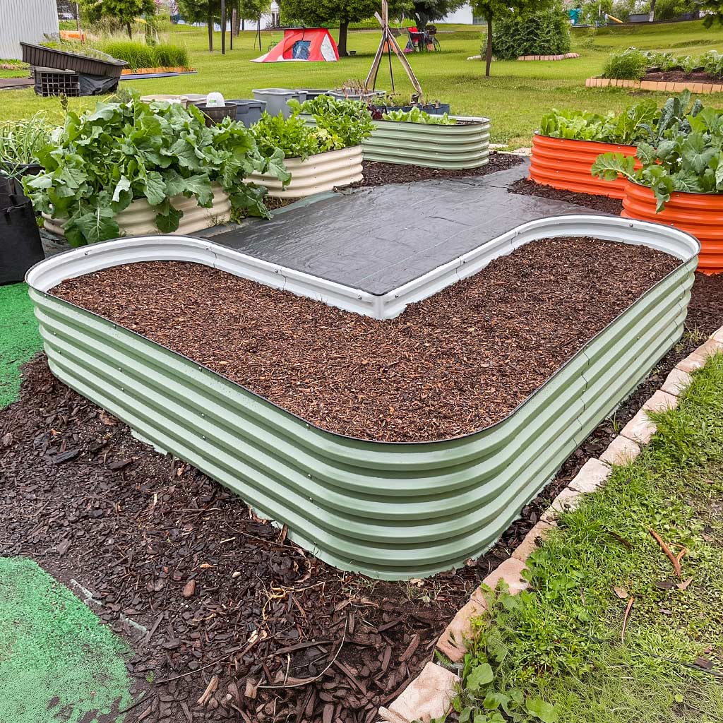 L Shaped Raised Garden Bed Green-Vegega