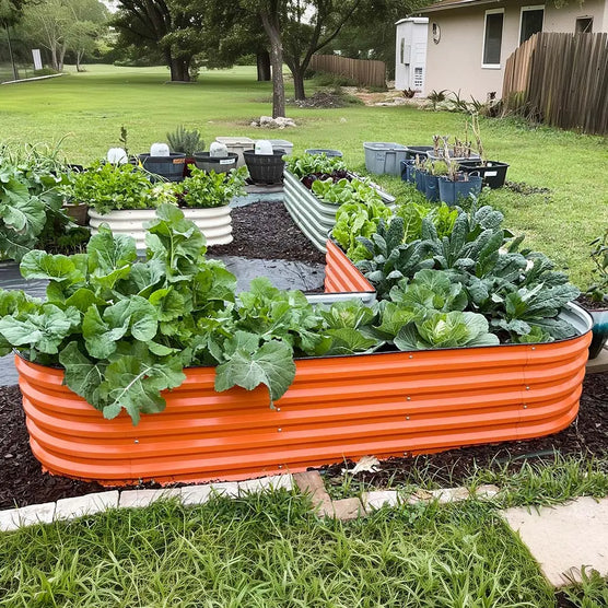 L Shaped Raised Garden Bed Orange