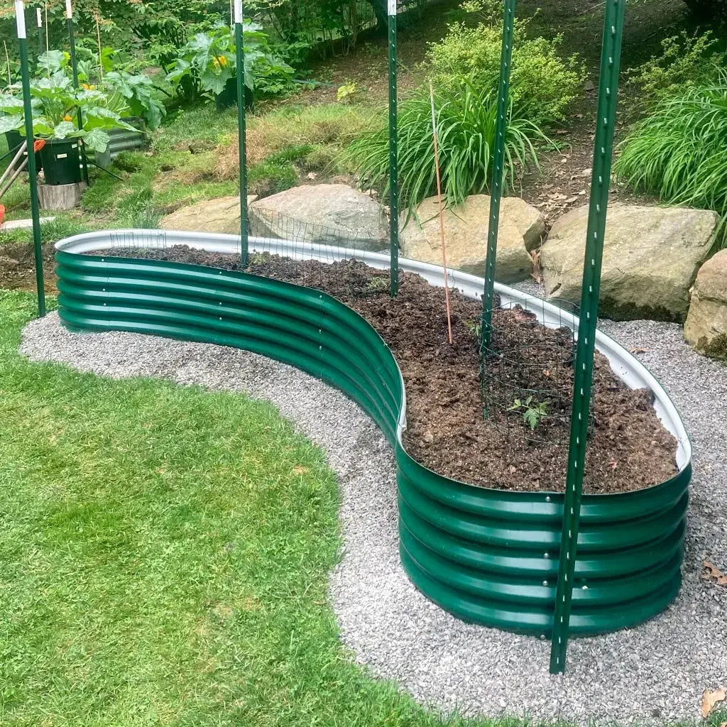 moon shaped moss green garden bed