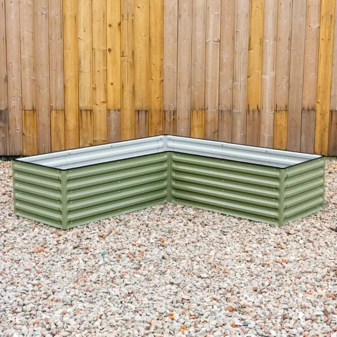 l shaped planter box with trellis Limited Stock Sale 17" Tall Rectangle L Shaped Reseda green