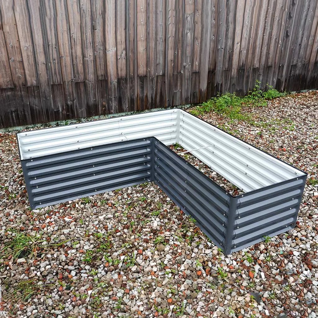 rectangular L-shaped planter box gray color-Vegega