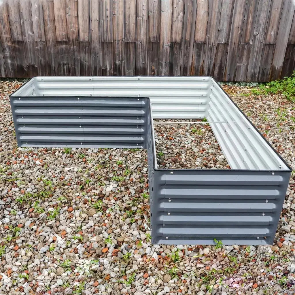 rectangle L-shaped planter box gray color-Vegega