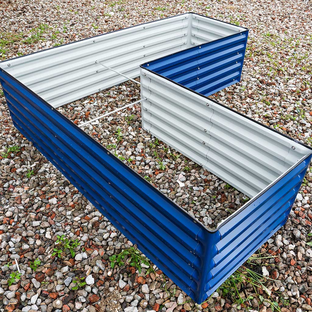 rectangle L-shaped planter box blue color-Vegega