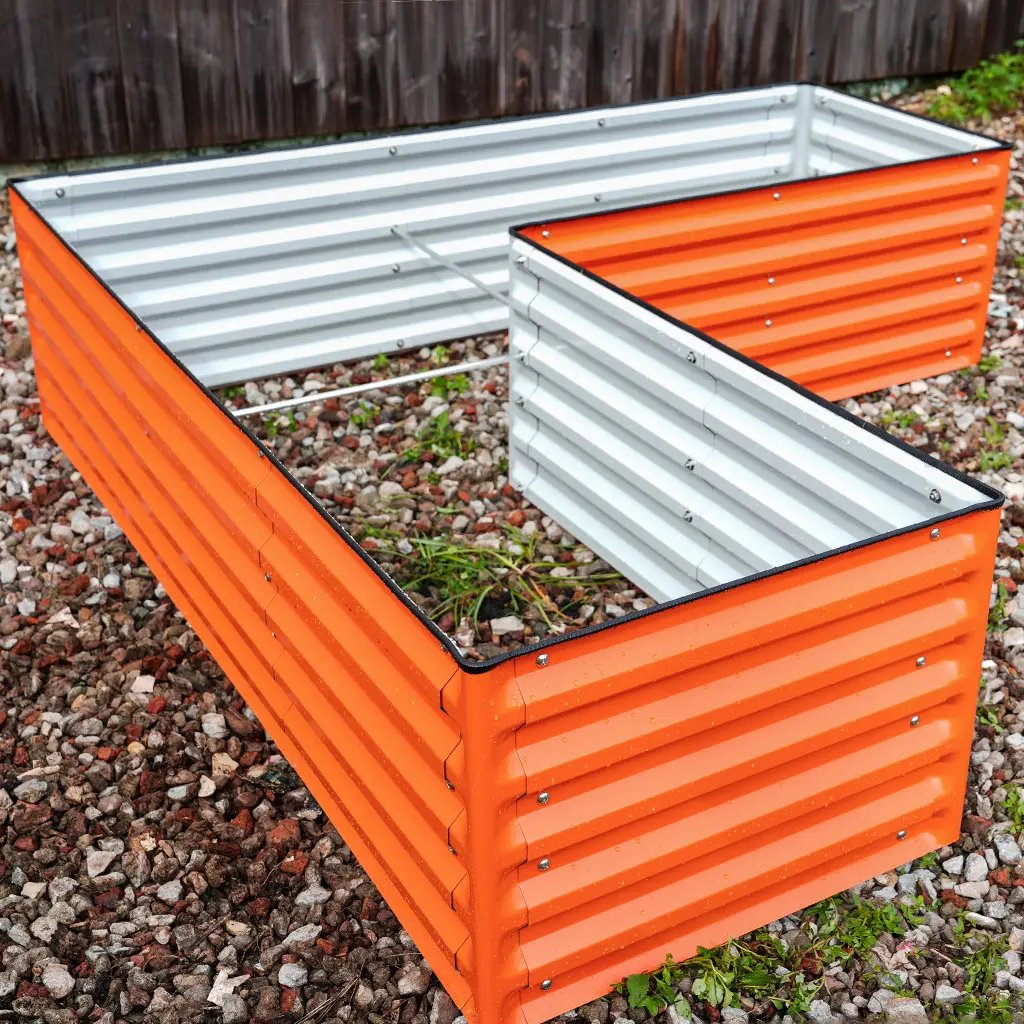 rectangle L-shaped planter box orange color-Vegega