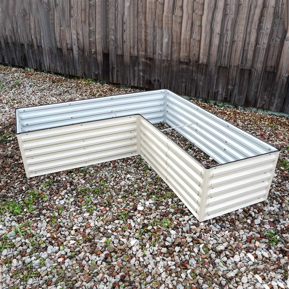 rectangular L-shaped planter box white color-Vegega