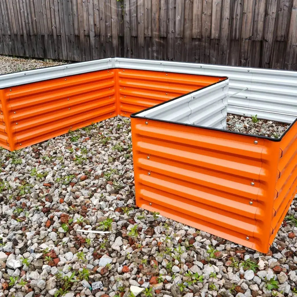 u-shaped rectangle raised garden bed orange color-Vegega