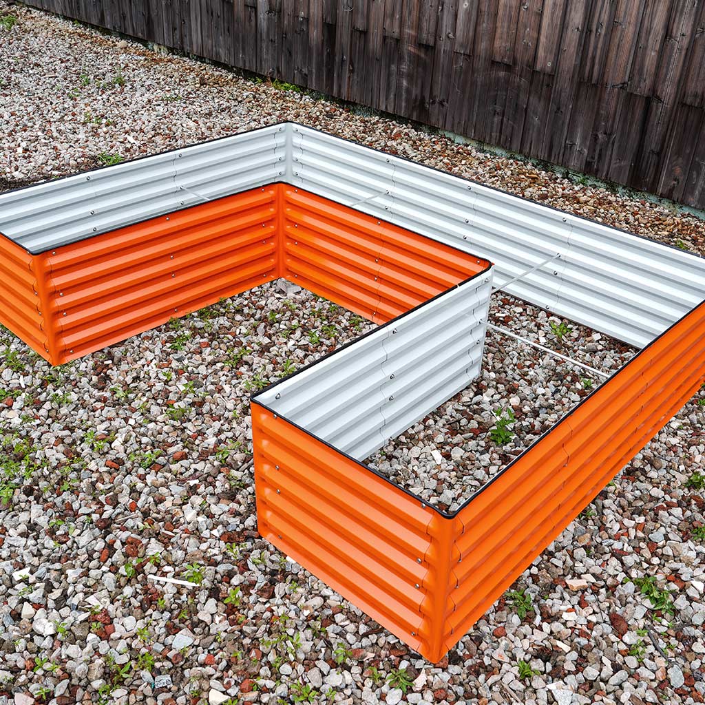u-shaped rectangular raised garden bed orange color-Vegega