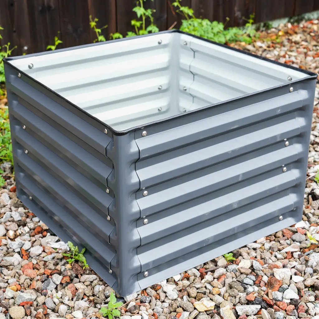 Square Planter Boxes gray-vegega metal raised beds