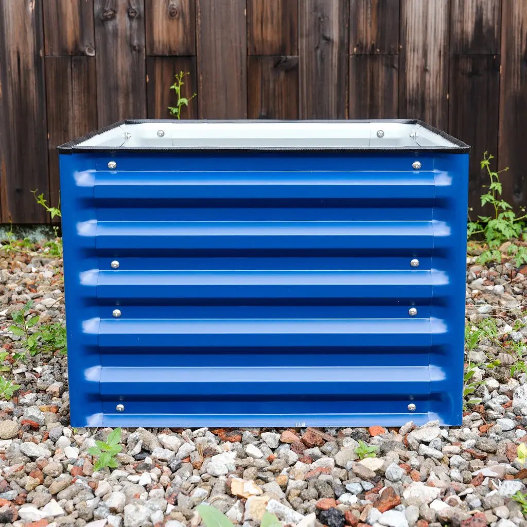 square Planter Boxes blue-vegega metal raised beds