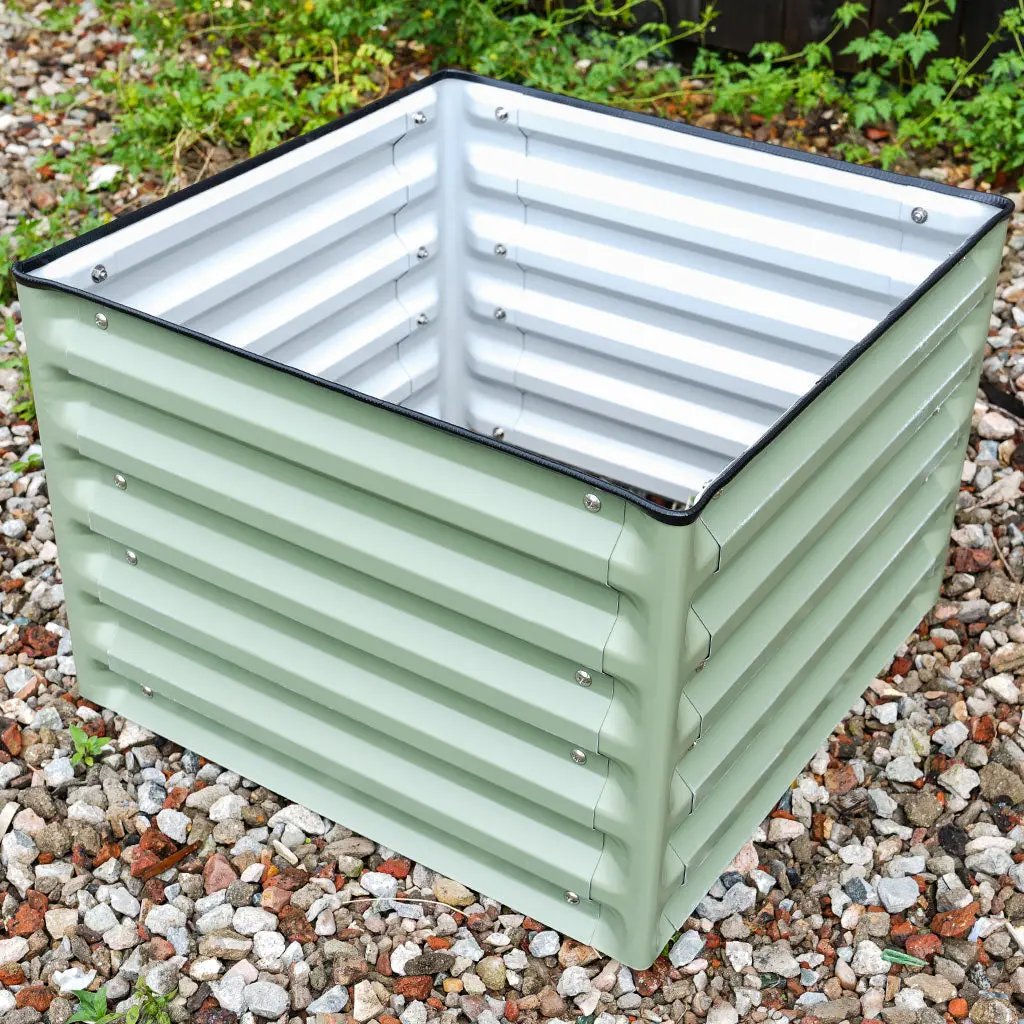 side of square Planter Boxes green-vegega metal raised beds