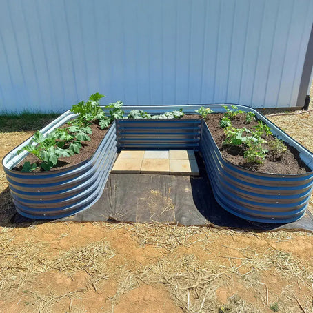 u shaped planter box grey-Vegega