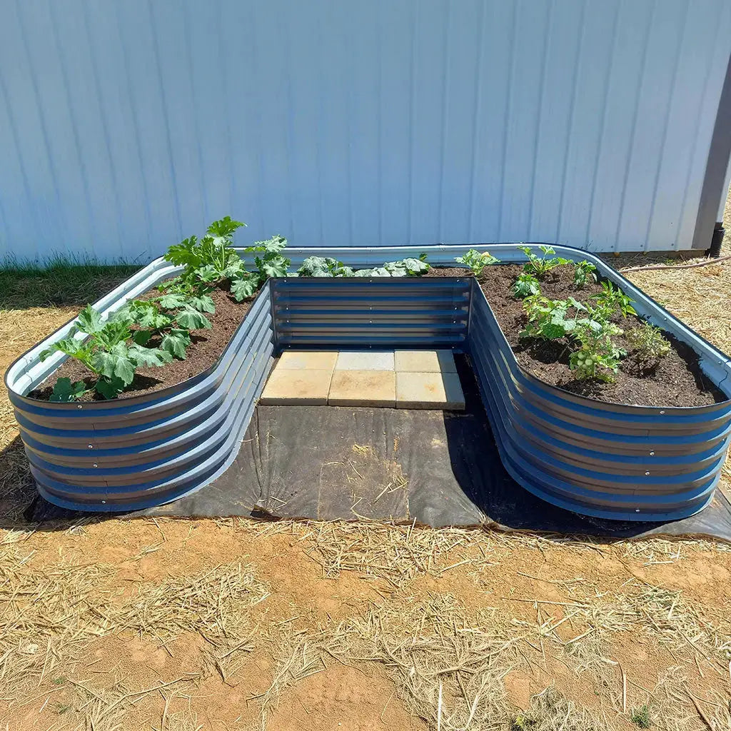 u shaped planter box grey-Vegega