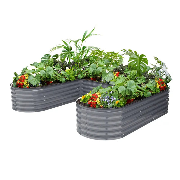 17" tall grey u shaped raised garden beds large size-Vegega