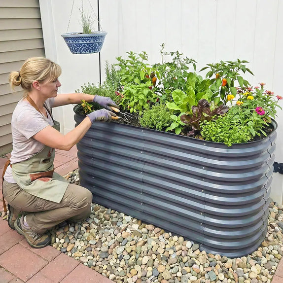 32-inch tall 5x2 galvanized flower bed-Vegega