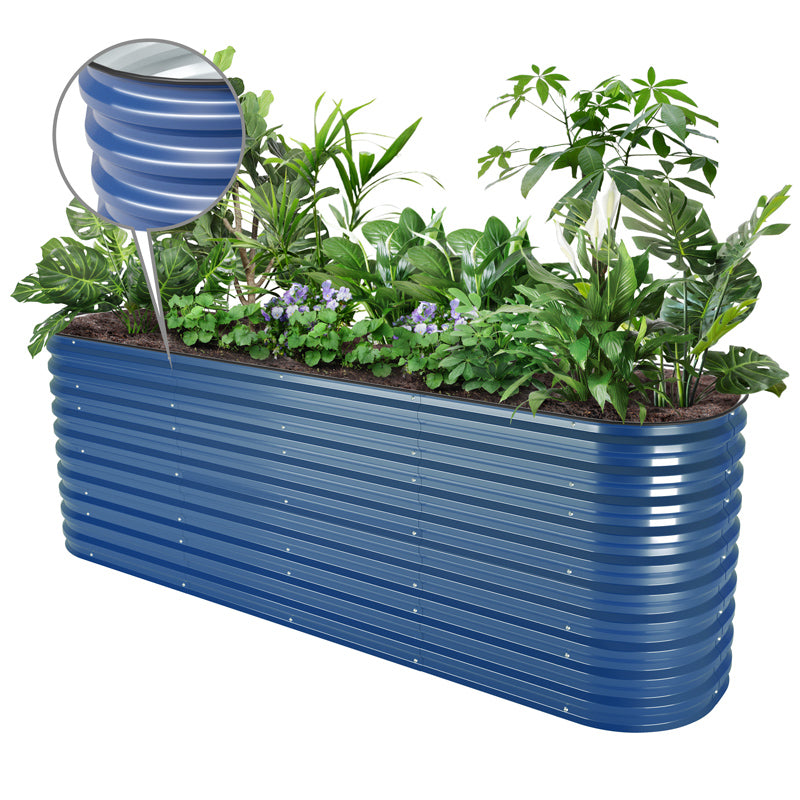 32 inches tall blue raised garden metal beds-Vegega