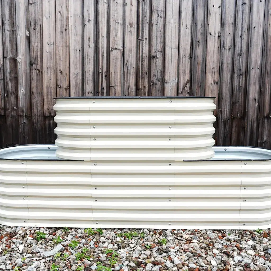 front of 2 Tiered Flower Bed white- Vegega metal raised beds