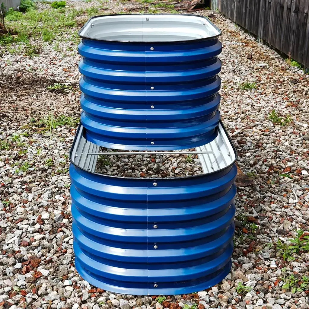 2 Tiered Flower Bed blue- Vegega metal raised beds