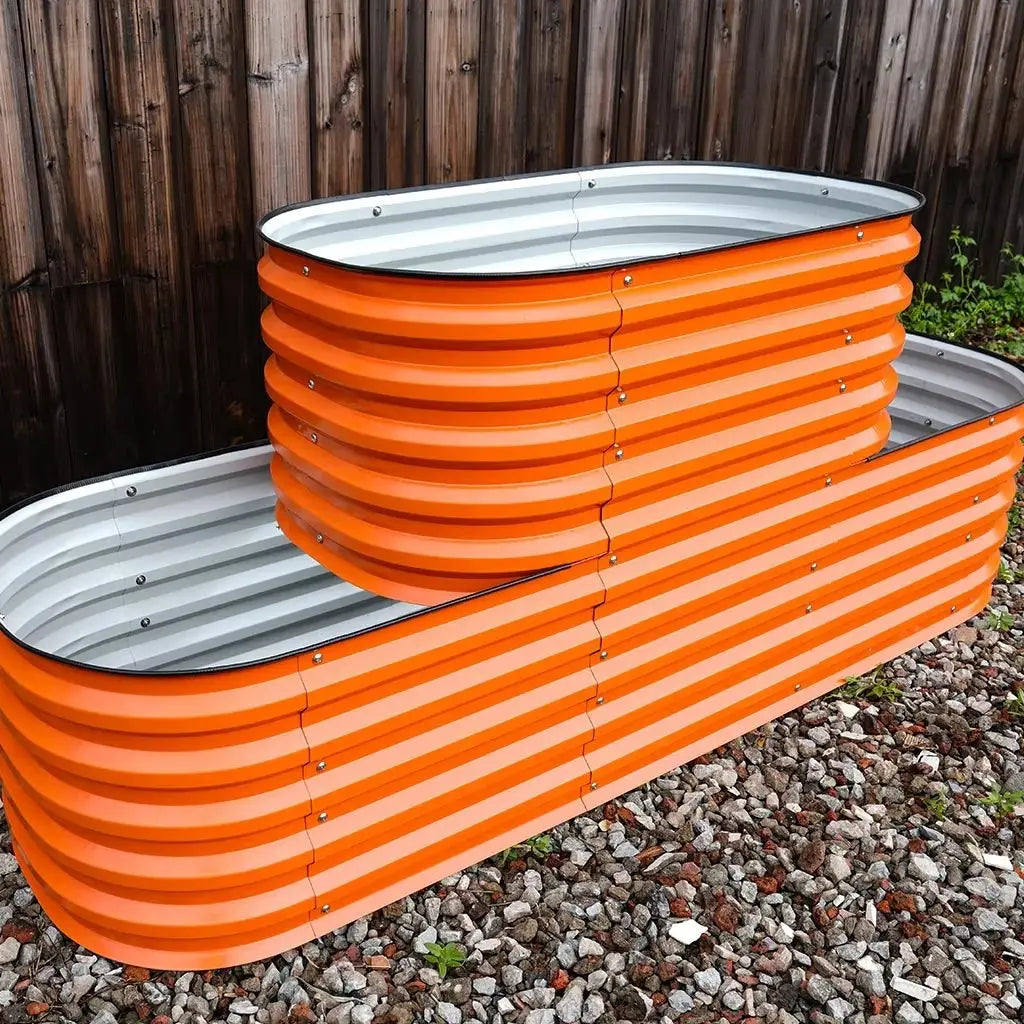 2 Tiered Flower Bed orange- Vegega metal raised beds