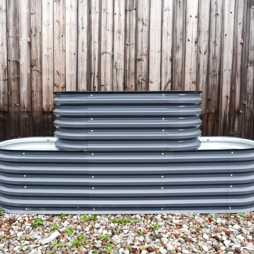 2 Tiered Flower Bed gray- Vegega metal raised beds