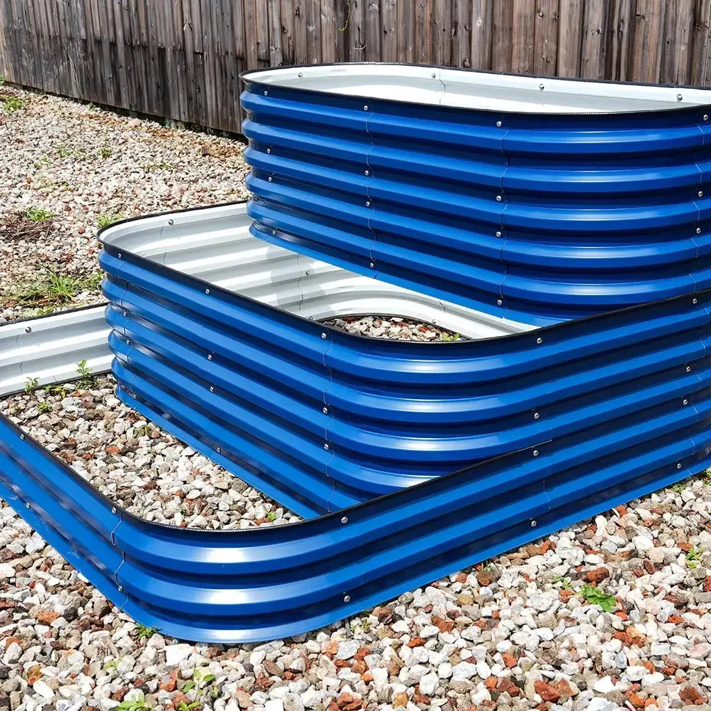 side of 3 Tiered Planter blue-Vegega