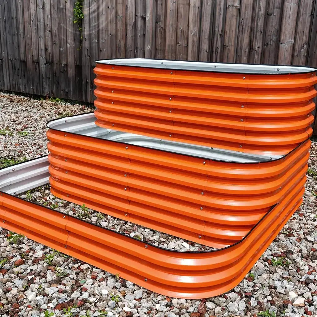 side of 3 Tiered Planter orange -Vegega