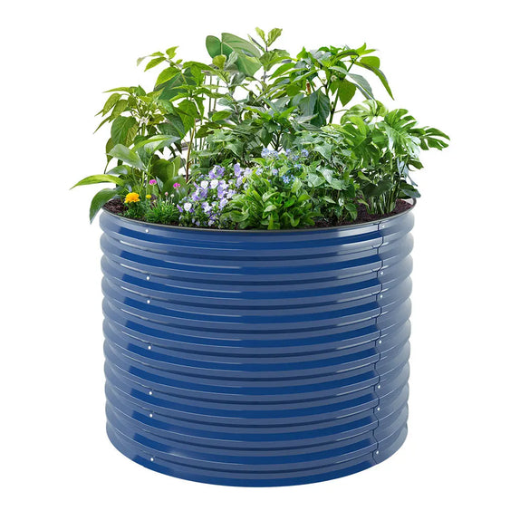 32 inches tall round raised garden bed blue-Vegega