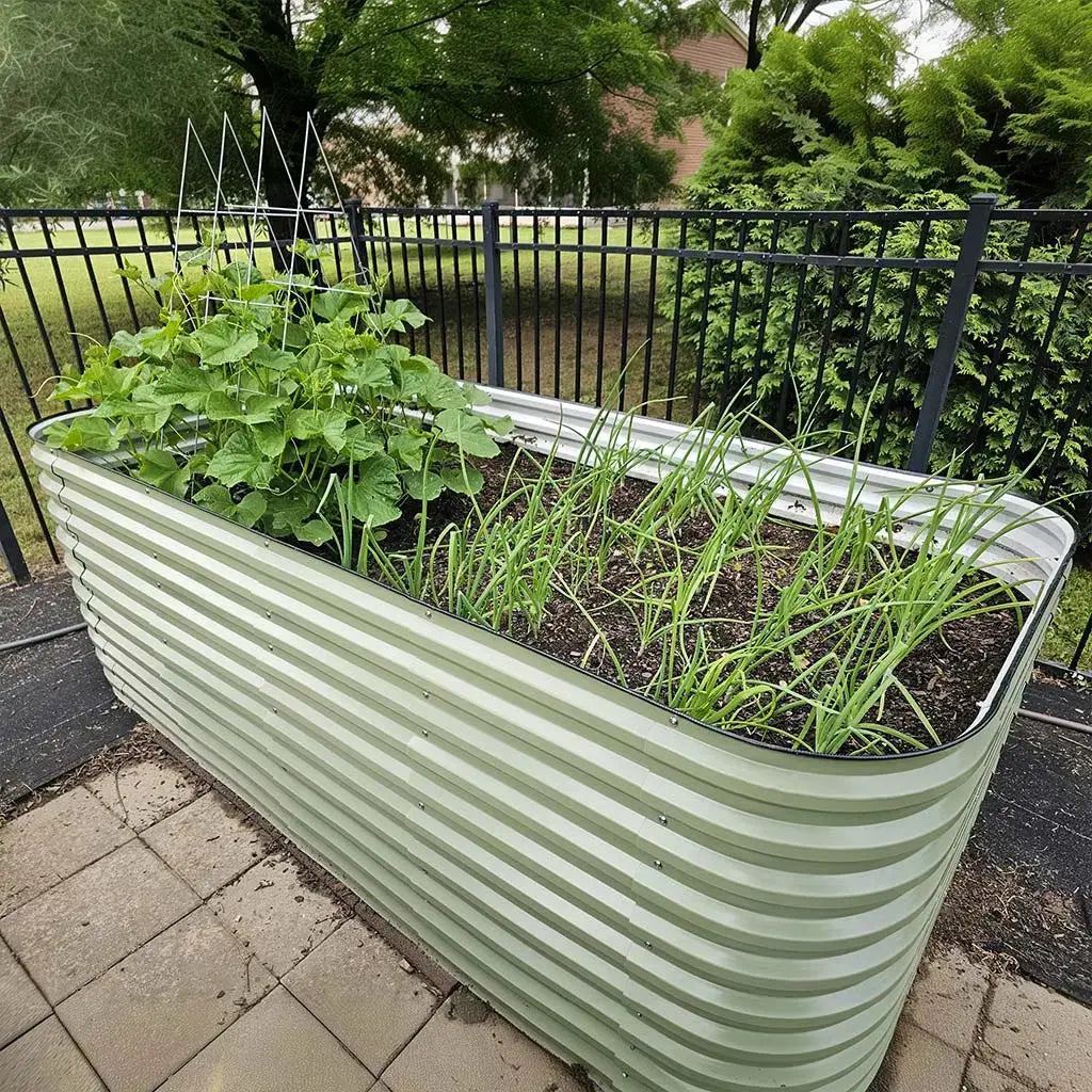 galvanized corrugated steel raised beds