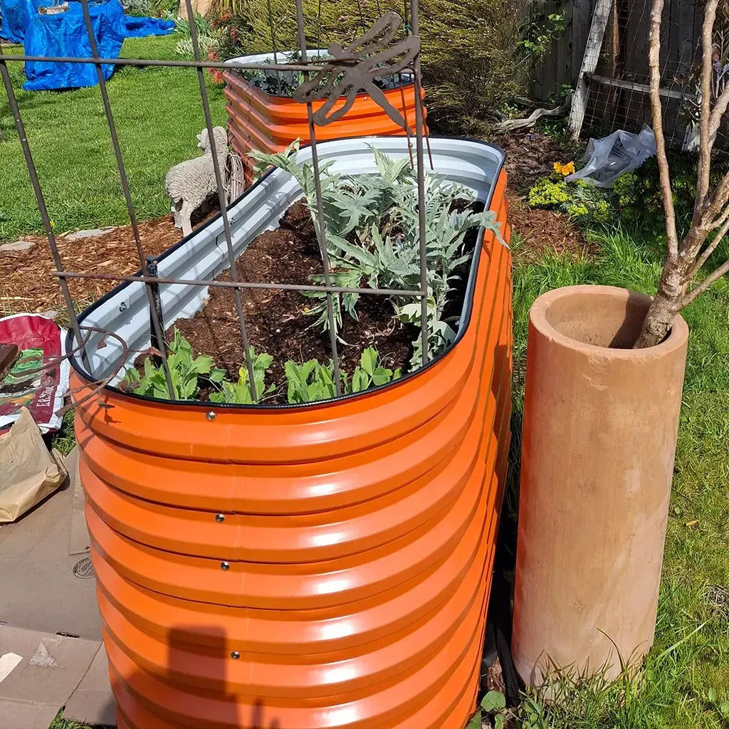 orange galvanized steel flower bed-Vegega