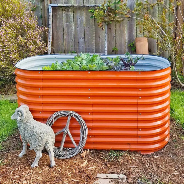 galvanized metal flower bed