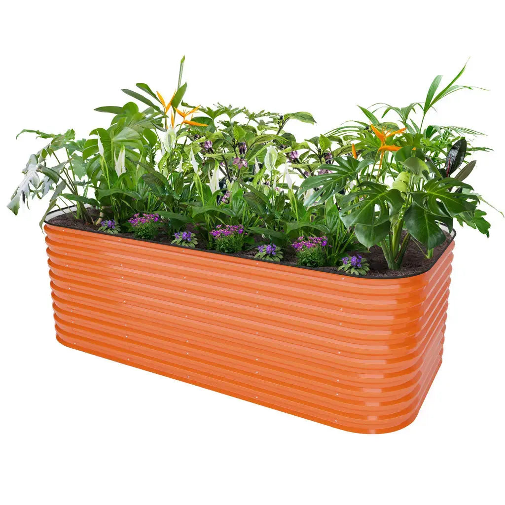 Outsunny 5' X 2' X 1' Galvanized Raised Garden Bed Kit, Outdoor Metal Elevated Planter Box With Safety Edging, Easy DIY Stock Tank For Growing Flowers, Herbs & Vegetables, Dark Gray