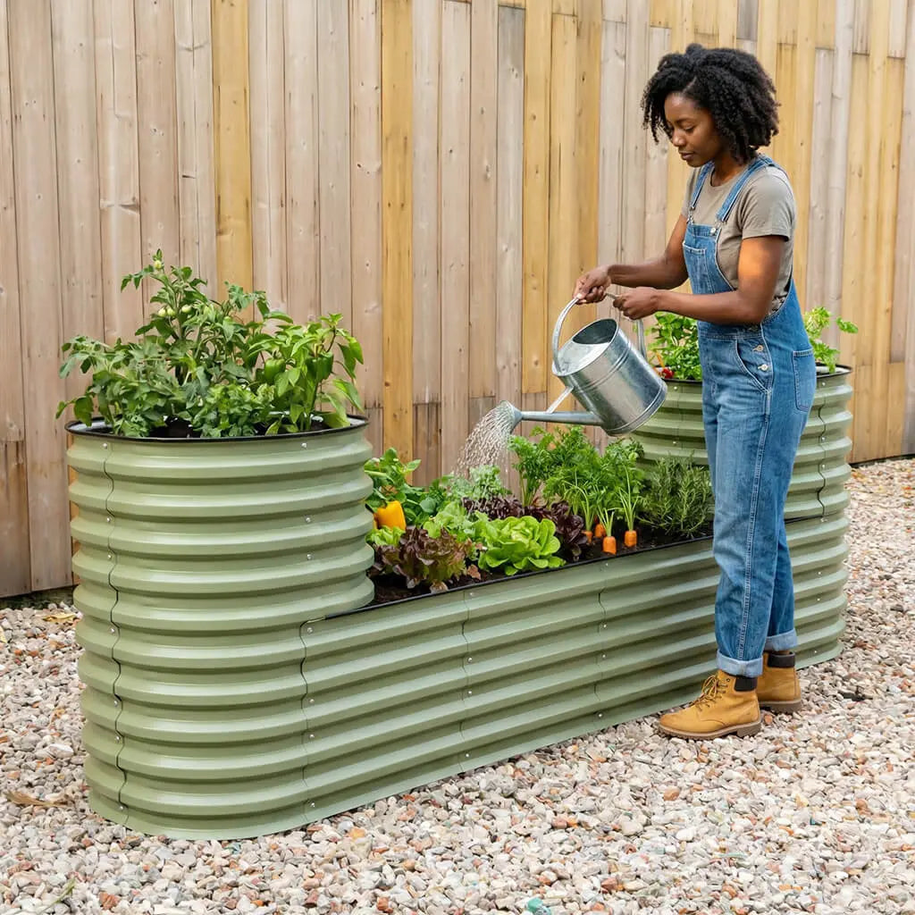 castle shaped metal raised garden bed-Vegega