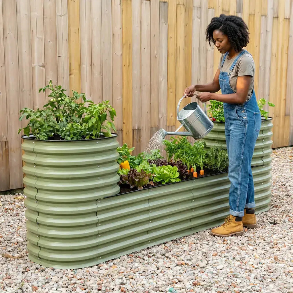 castle shaped metal raised garden bed-Vegega