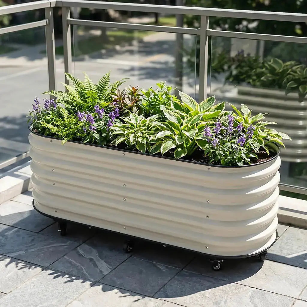 5ft x 2ft Metal Raised Garden Bed with Self-Watering Base VEGEGA